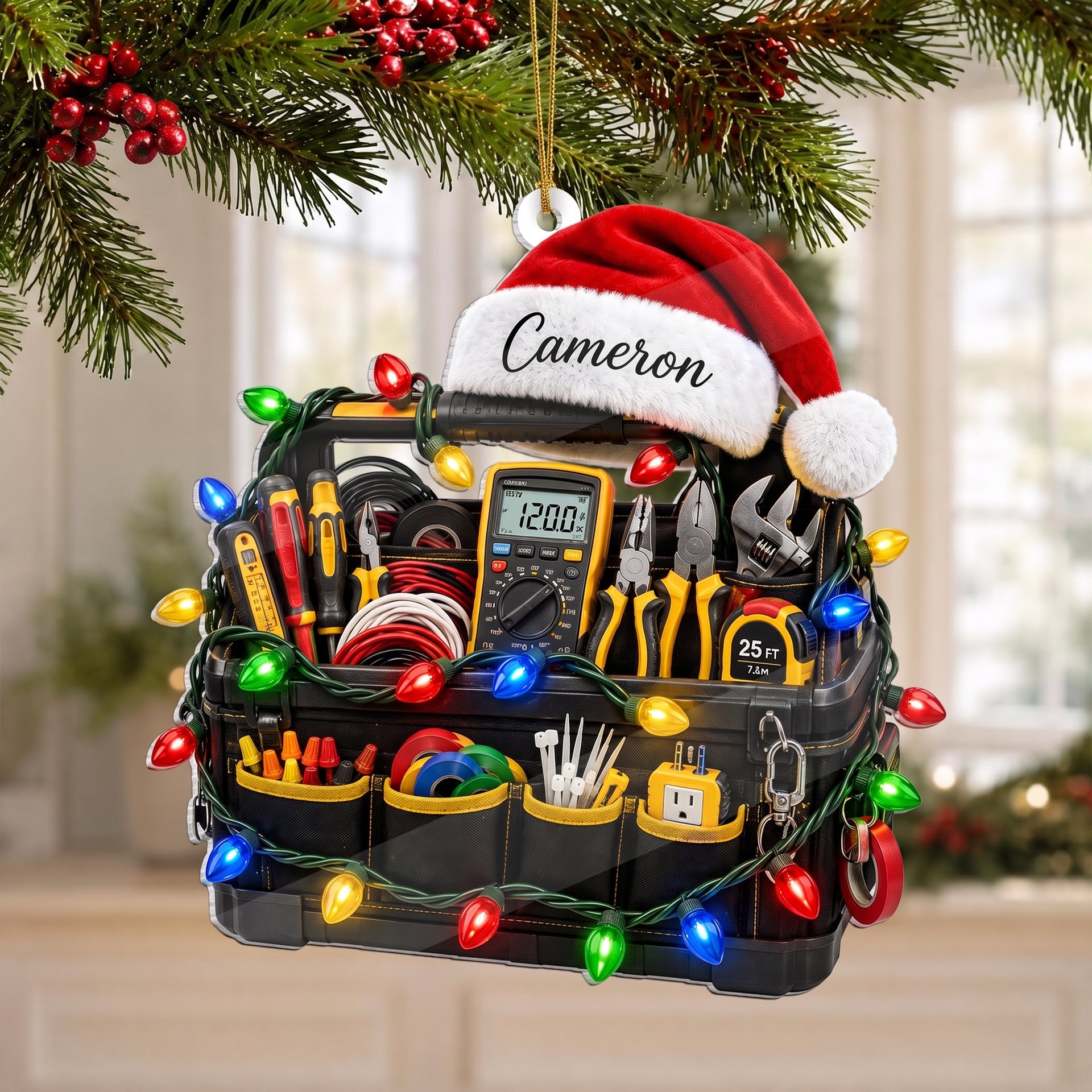 Personalized Electrician Tool Bag Christmas Ornament