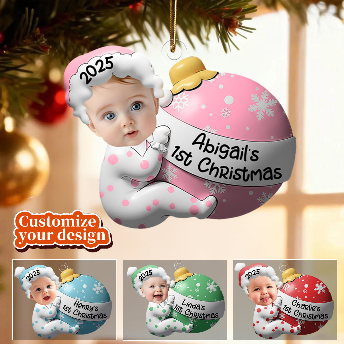 Baby’s First Christmas Personalized Acrylic Photo Ornament