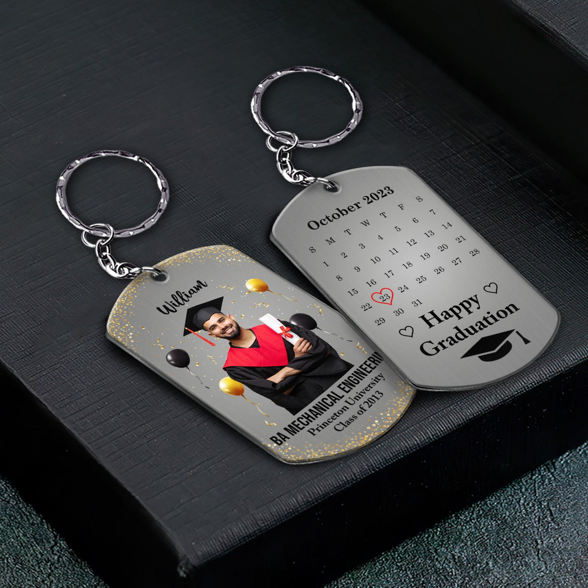 Custom Photo Happy Graduation - Personalized Aluminum Keychain - Graduation Gift
