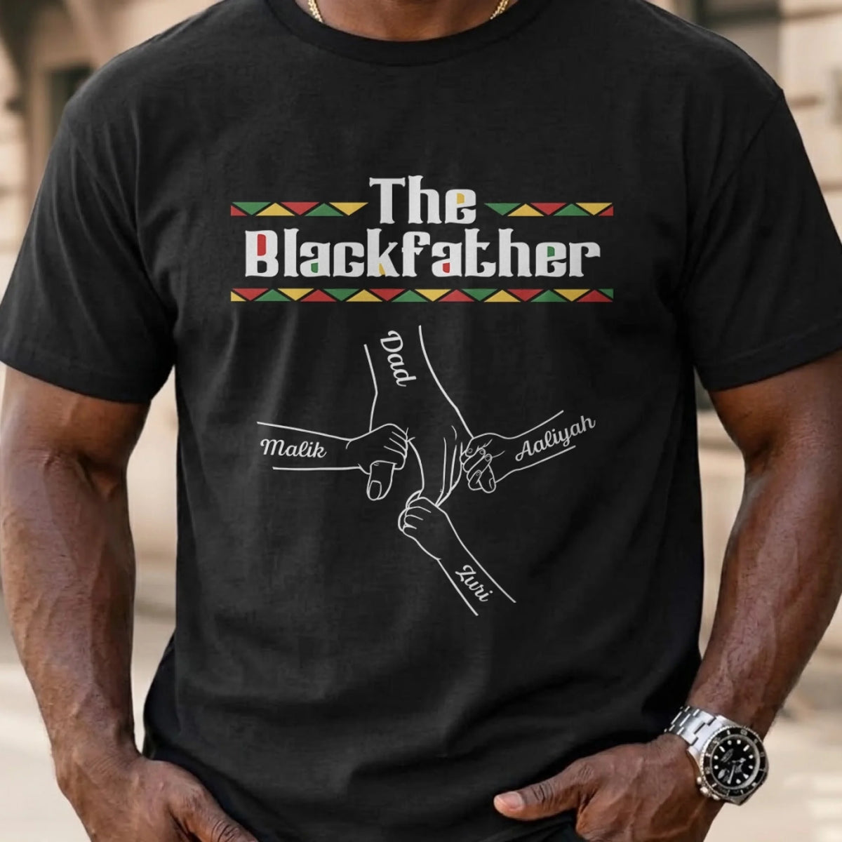 Personalized The Blackfather T-Shirt, Gifts For Dad Grandpa
