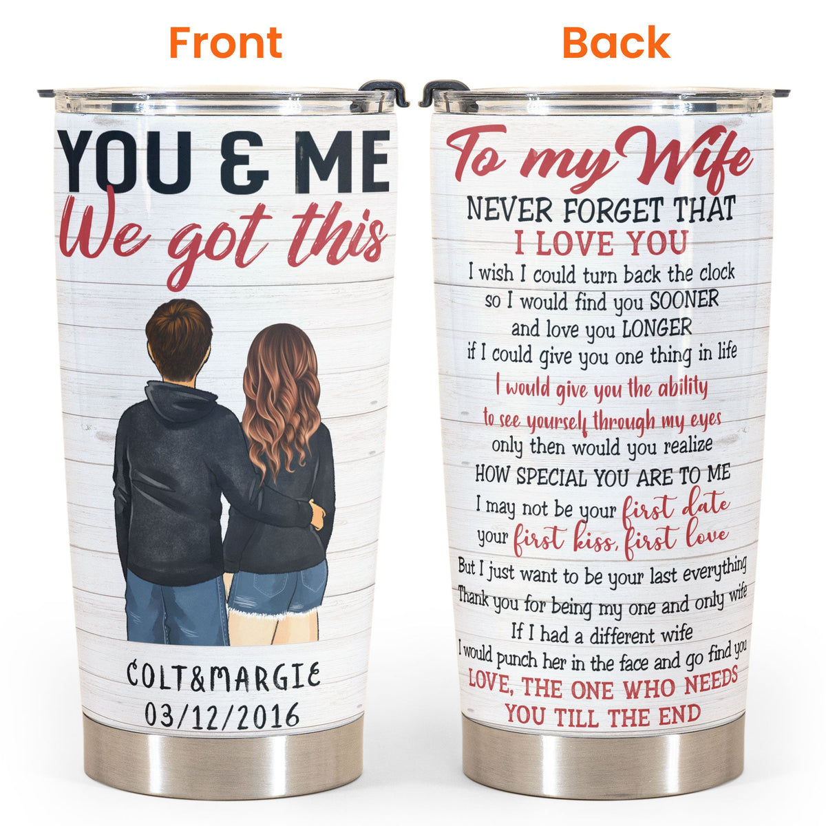 Thank You For Being My Wife - Personalized Tumbler Cup - Gift For Couple