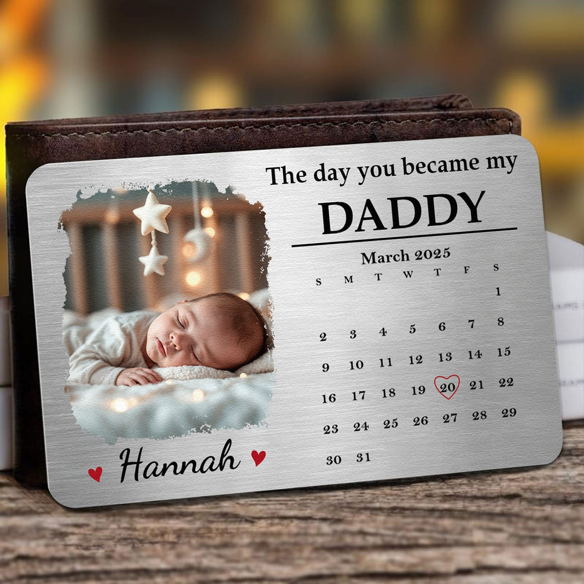 The Day You Became - Personalized Photo Aluminum Wallet Card