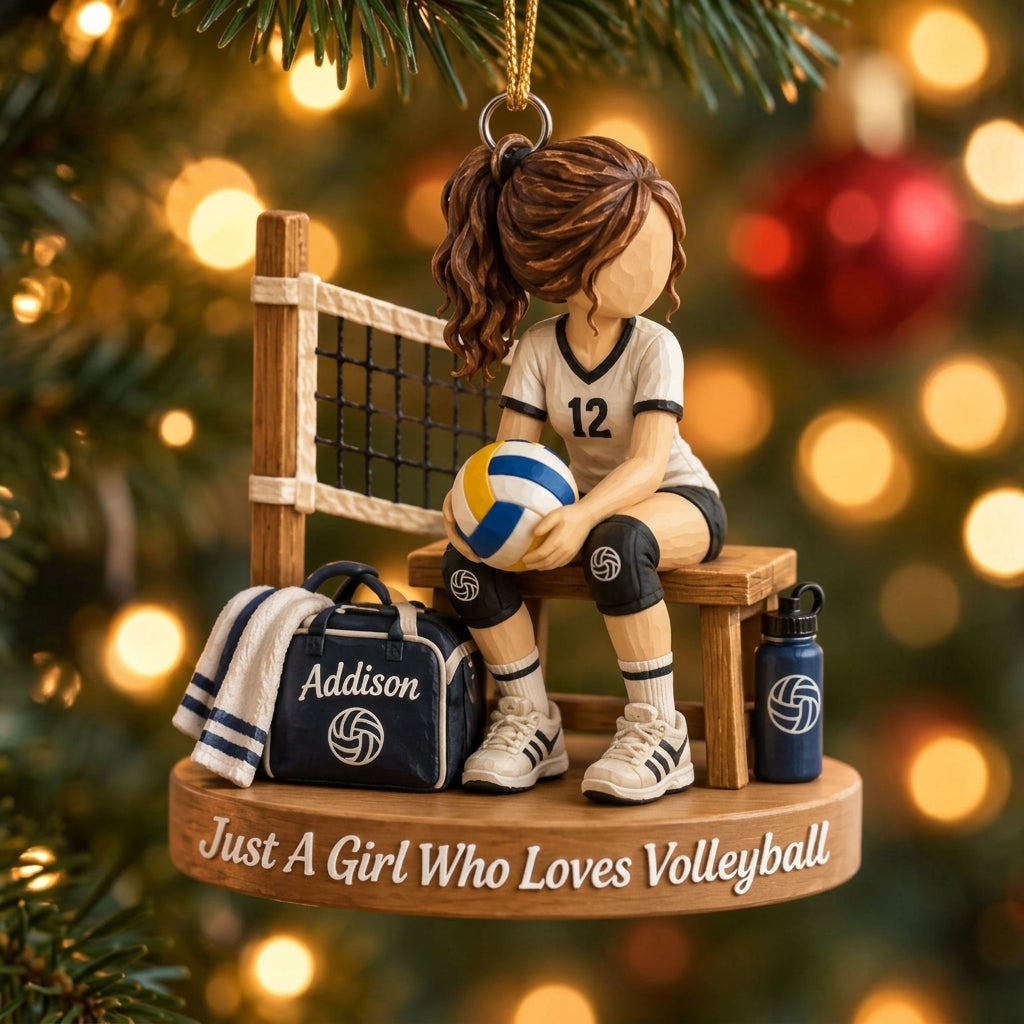 Personalized Volleyball Girl Christmas Ornament - Custom Volleyball Player Gift
