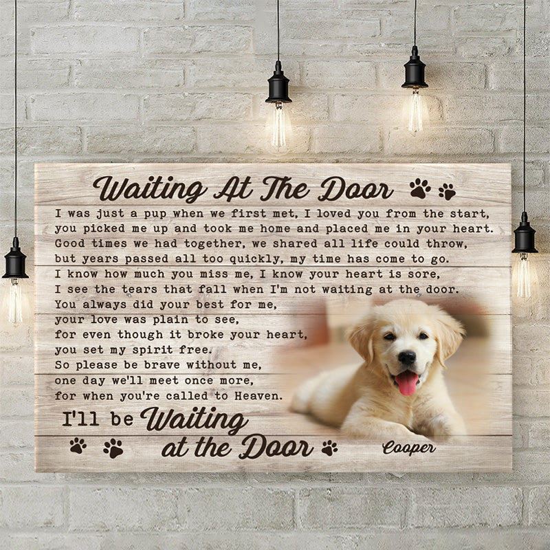 Custom Photo Waiting At The Door - Dog & Cat Personalized Custom Horizontal Poster