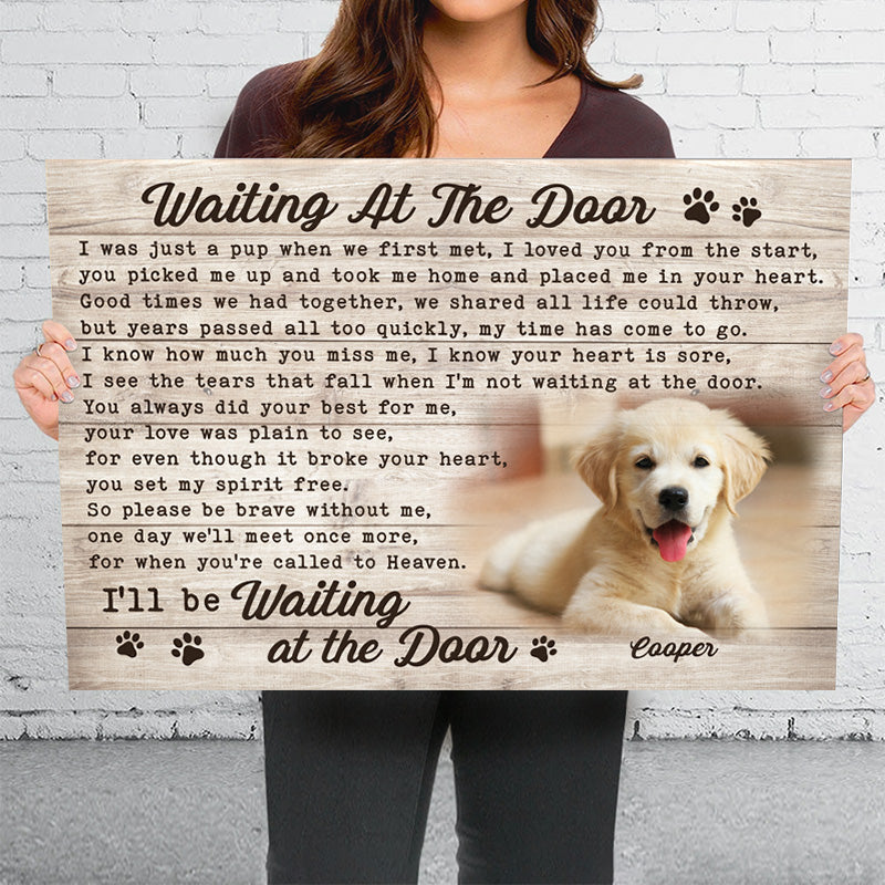 Custom Photo Waiting At The Door - Dog & Cat Personalized Custom Horizontal Poster