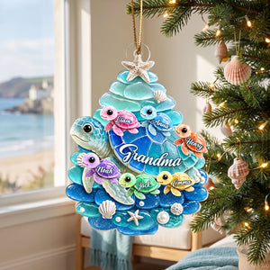 Turtle Grandma Grandkids - Personalized Family Christmas Tree Ornament