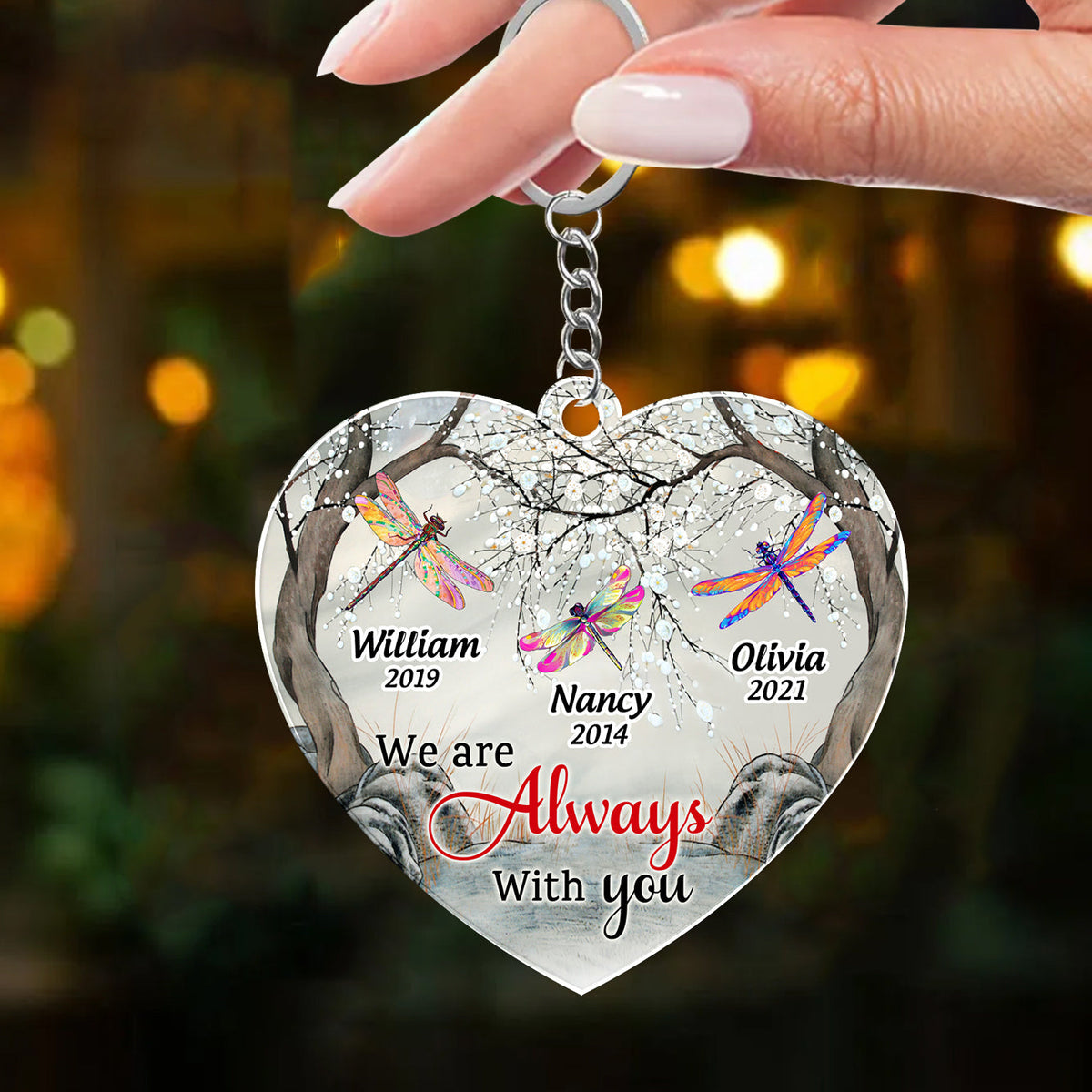 We Are Always With You Butterfly, Dragonfly, Cardinal Memorial Personalized Acrylic Keychain