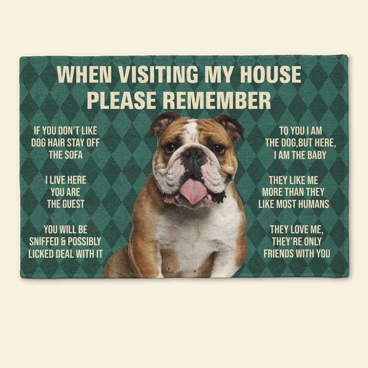 When Visiting My House Please Remember Love Dog Rules Upload Photo - Personalized Doormat