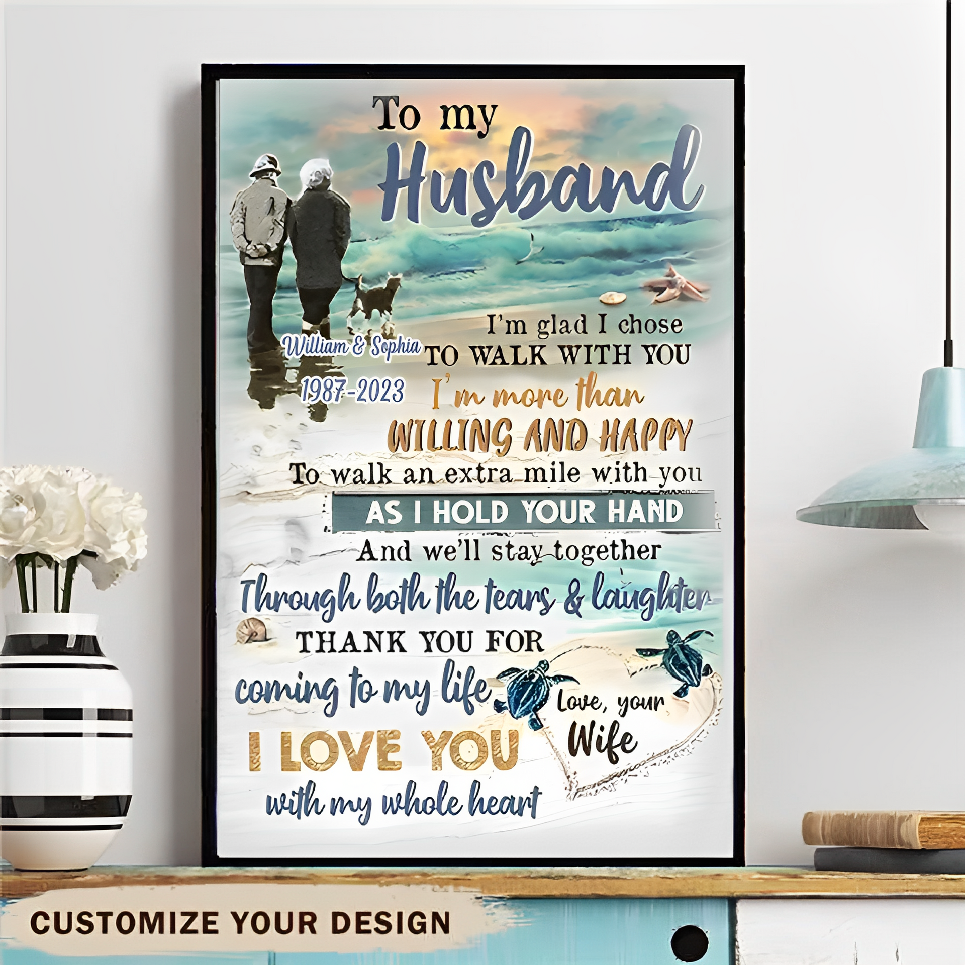 To My Husband I’m Glad I Chose To Walk With You Portrait Poster-Gift For Couple