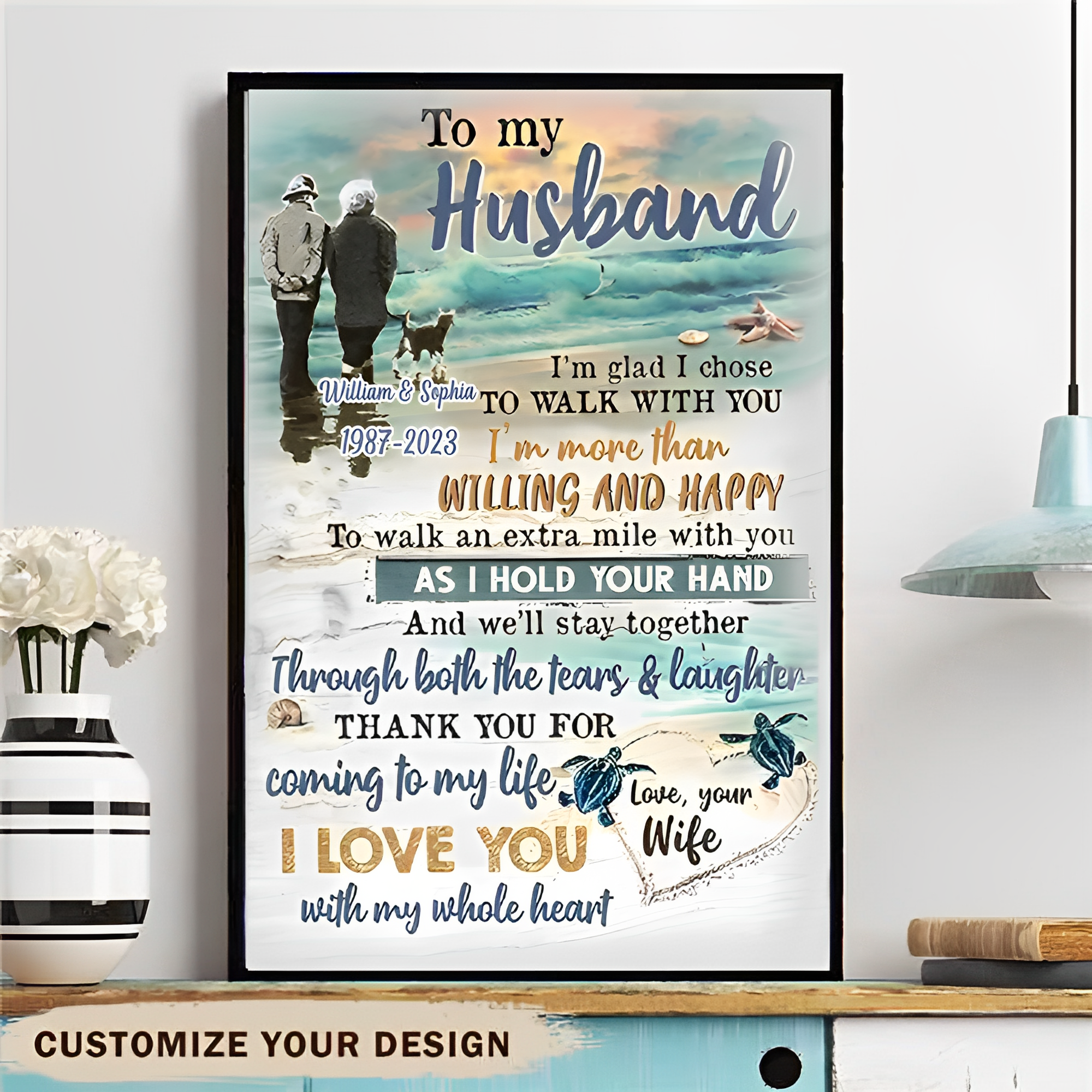 To My Husband I’m Glad I Chose To Walk With You Portrait Poster-Gift For Couple