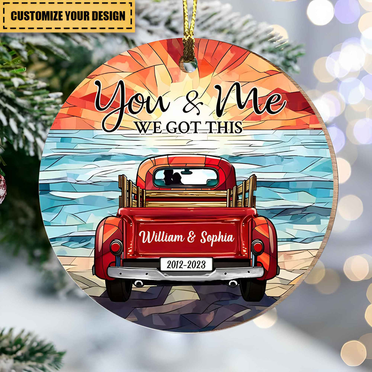 You & Me We Got This Stained Glass Pattern Circle Ornament
