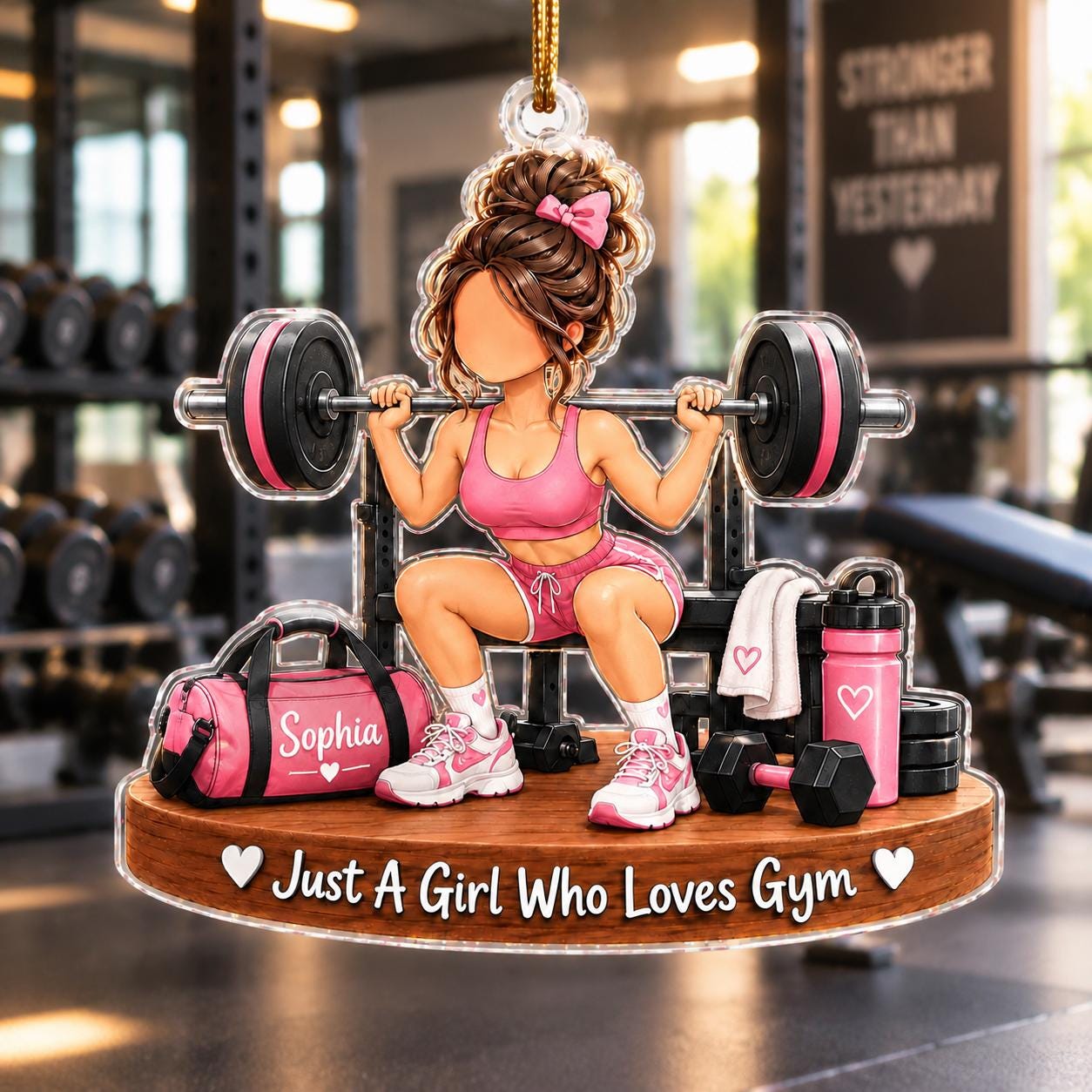 Personalized Gym Girl Christmas Ornament, Weightlifting Gym Keepsake Decor For Her