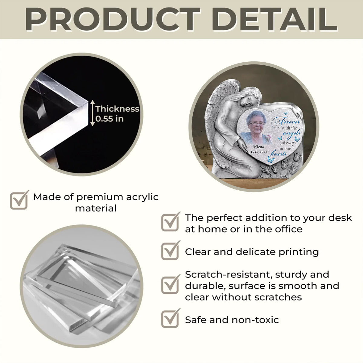 Personalized Angel Heart Acrylic Plaque, Memorial Gift