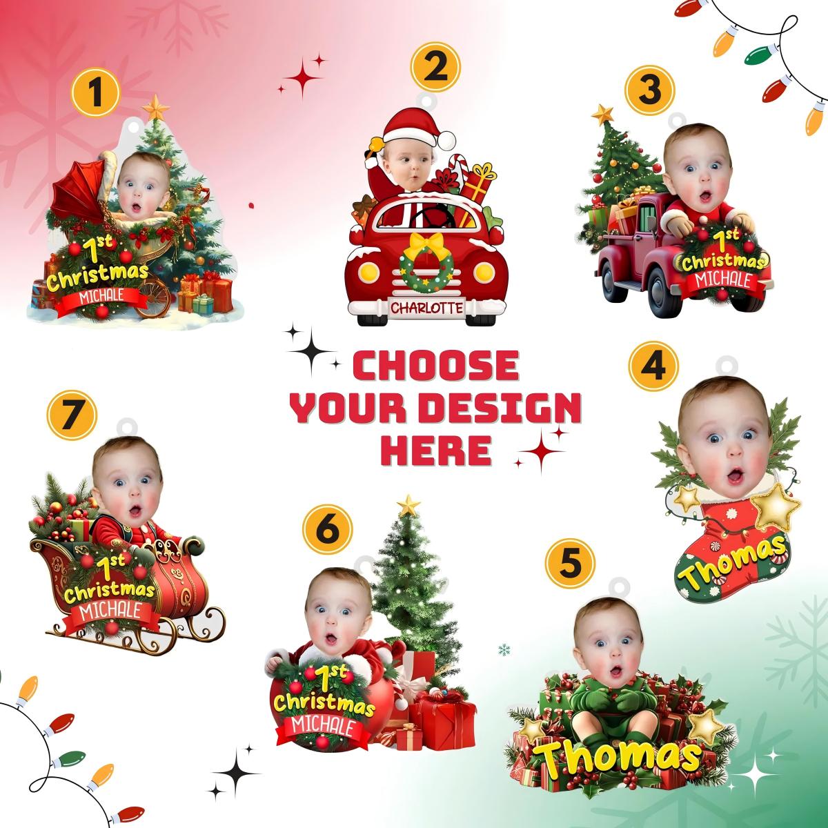 Custom Baby Face First Christmas 2D Flatten Ornament