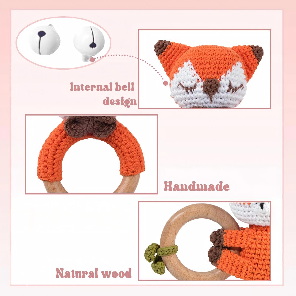 Personalized Crochet Baby Rattle Grasping Toy, Baby Shower Gift