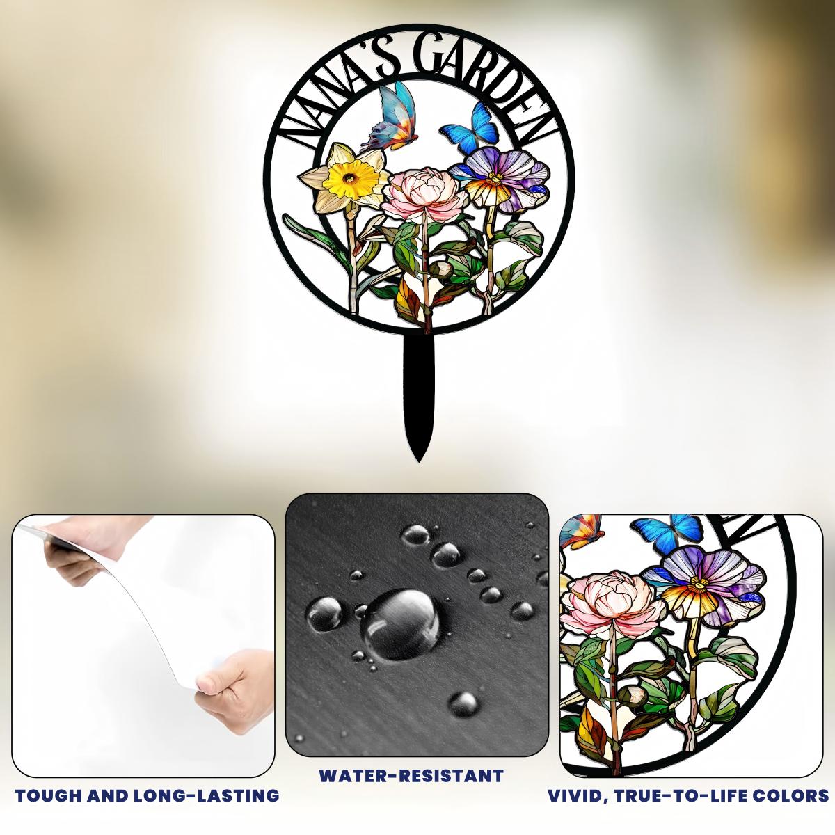 Grandma's Garden Birth Month Flowers - Personalized Metal Garden Stake