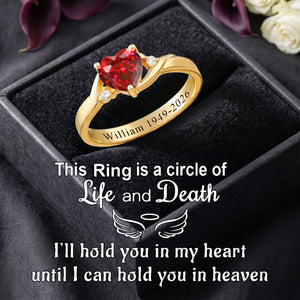 Always In My Heart, Personalized Heart Birthstone Ring, Memorial Ring