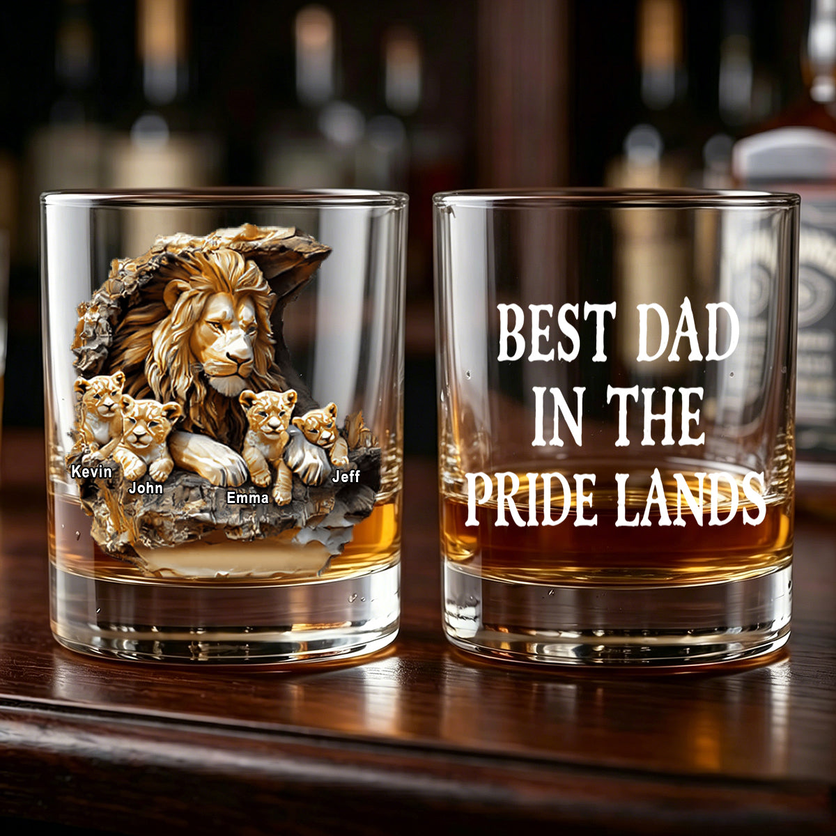 Best Dad In The Wild Land - Personalized Whiskey Glass Father's Day Gift
