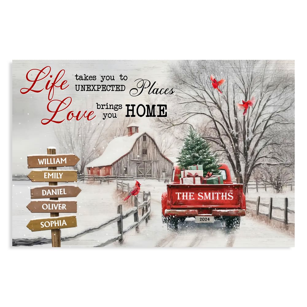 Personalized Family Gift Christmas Love Brings You Home Poster