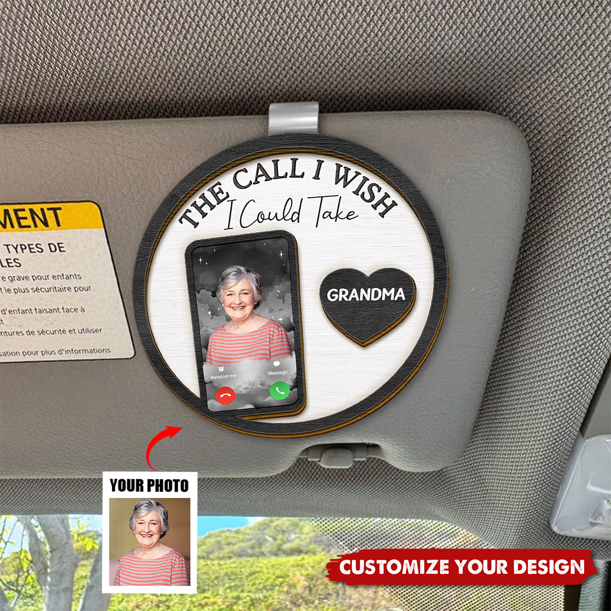 Custom Photo Memorial The Call I Wish I Could Take - Personalized Shaped Car Visor Clip