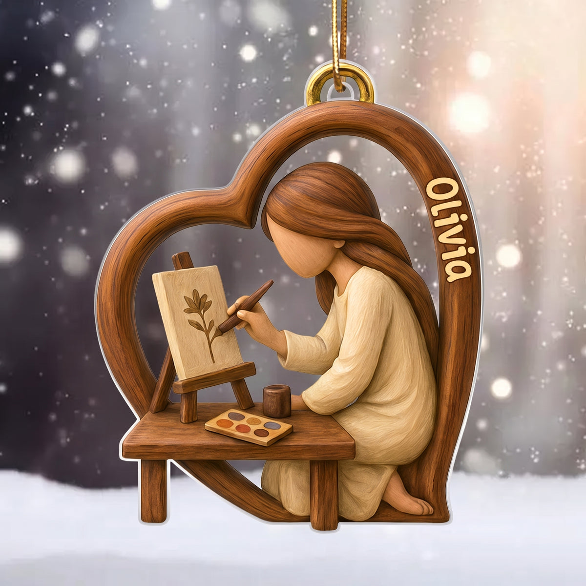 Personalized Girl Who Loves Painting Oranment – Inspiring Christmas Gift for Artists