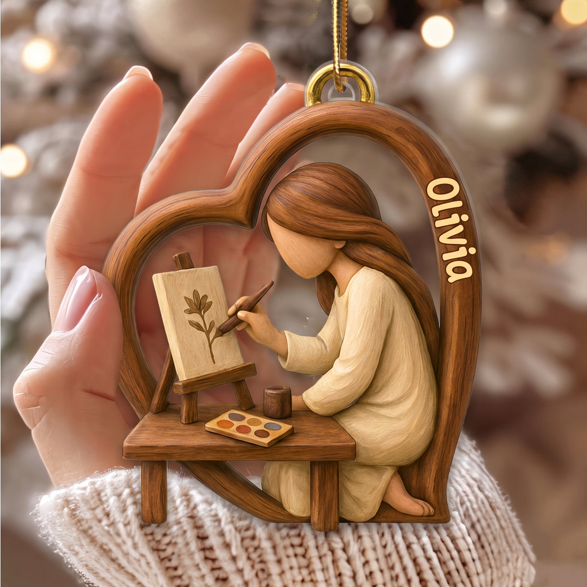 Personalized Girl Who Loves Painting Oranment – Inspiring Christmas Gift for Artists