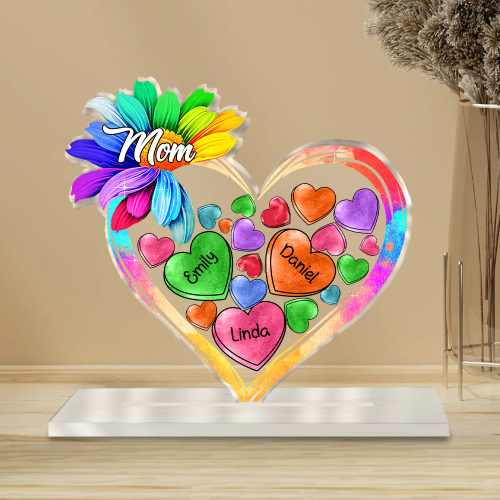 Colorful Sunflower Grandma Mom  Kid Personalized Acrylic Plaque