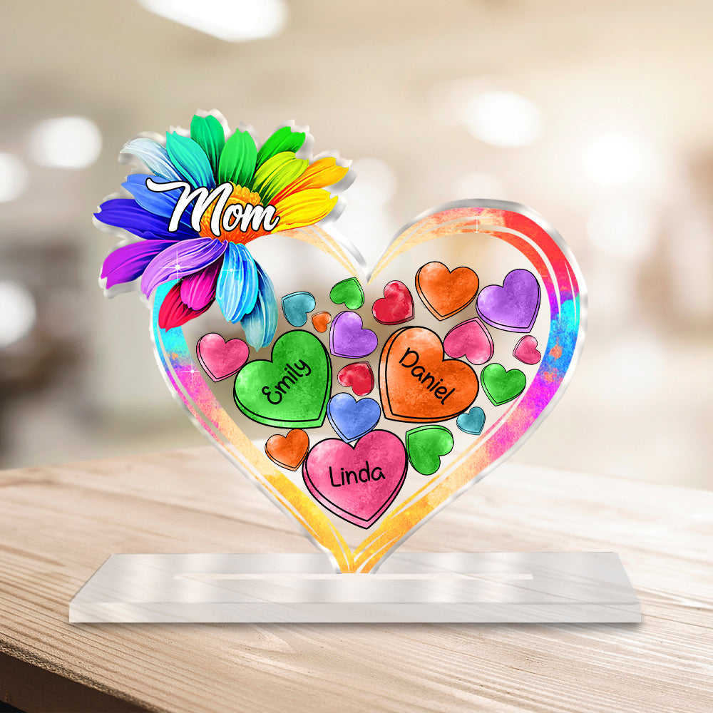 Colorful Sunflower Grandma Mom  Kid Personalized Acrylic Plaque