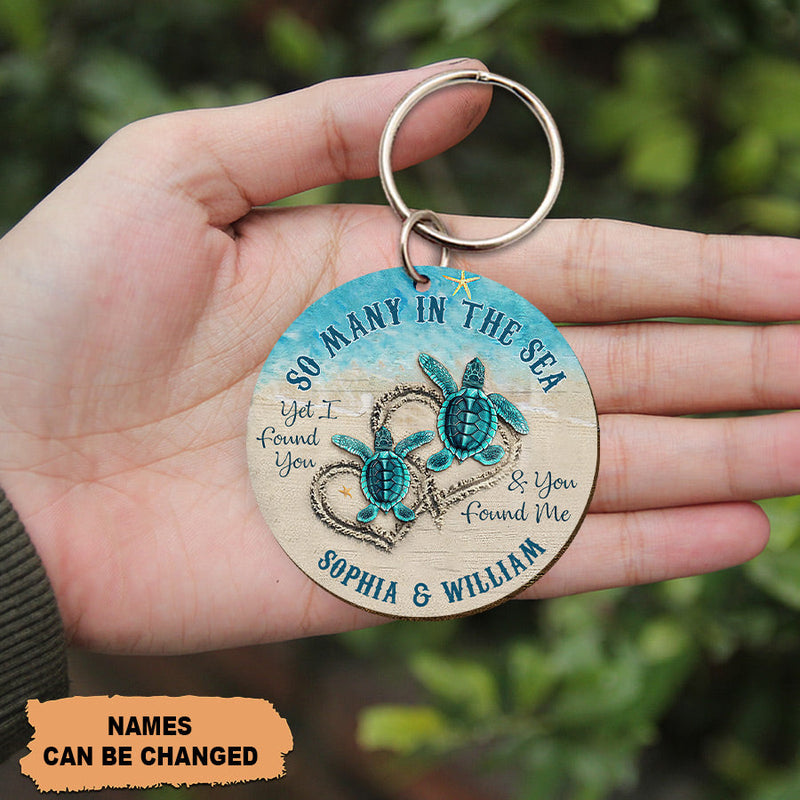 So Many In The Sea, Yet I Found You & You Found Me Turtle Couple Acrylic Keychain
