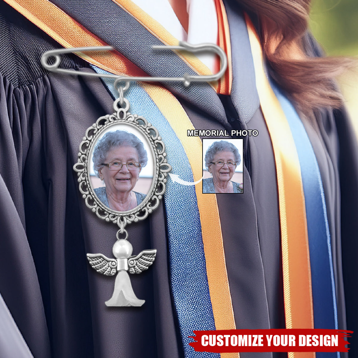 2025 Personalized Memorial Graduation Photo Pin-Grad Gown Memorial Gift
