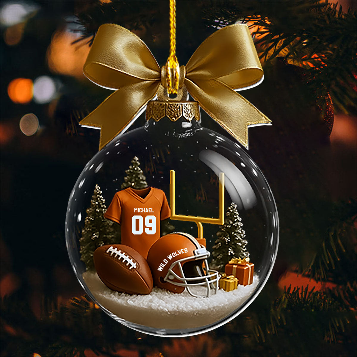 Personalized Football Transparent Ornament-Gift For Football Lovers