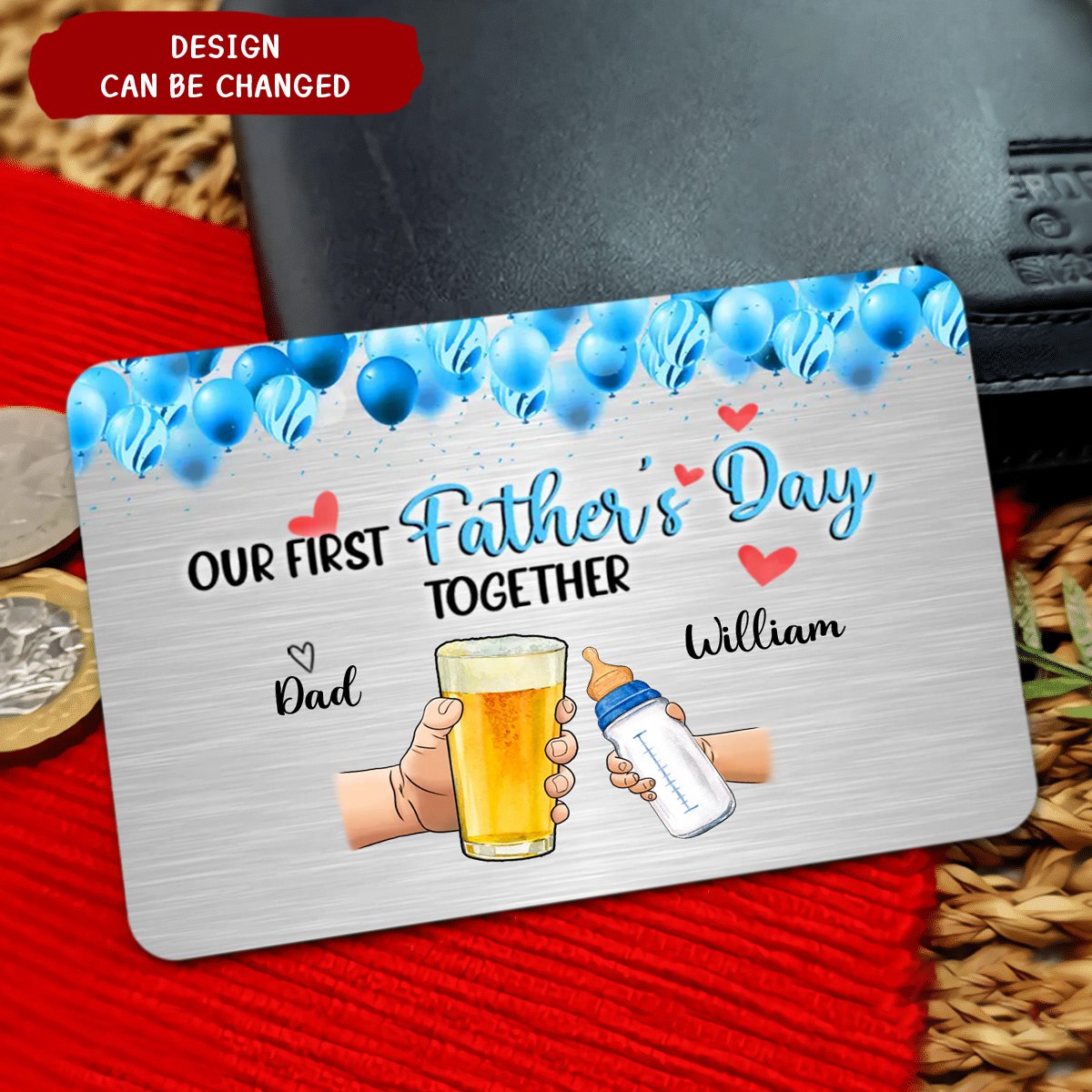 Our First Father's Day Together - Personalized Aluminum Wallet Card