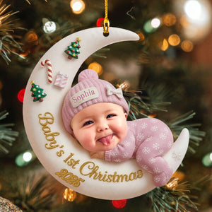 Personalized Moon Sleeping Baby Ornament For Baby’s First Christmas