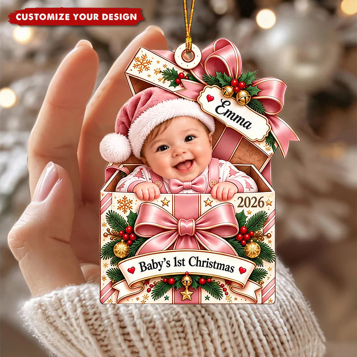 Personalized Baby First Christmas Ornament, Custom Baby Photo Keepsake