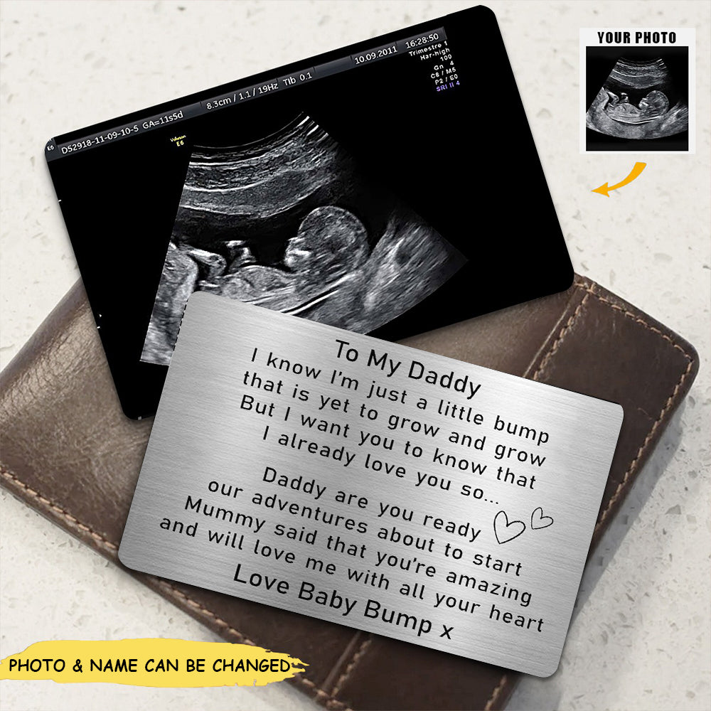 To My Daddy Love Bump - Personalized Photo Aluminum Wallet Card