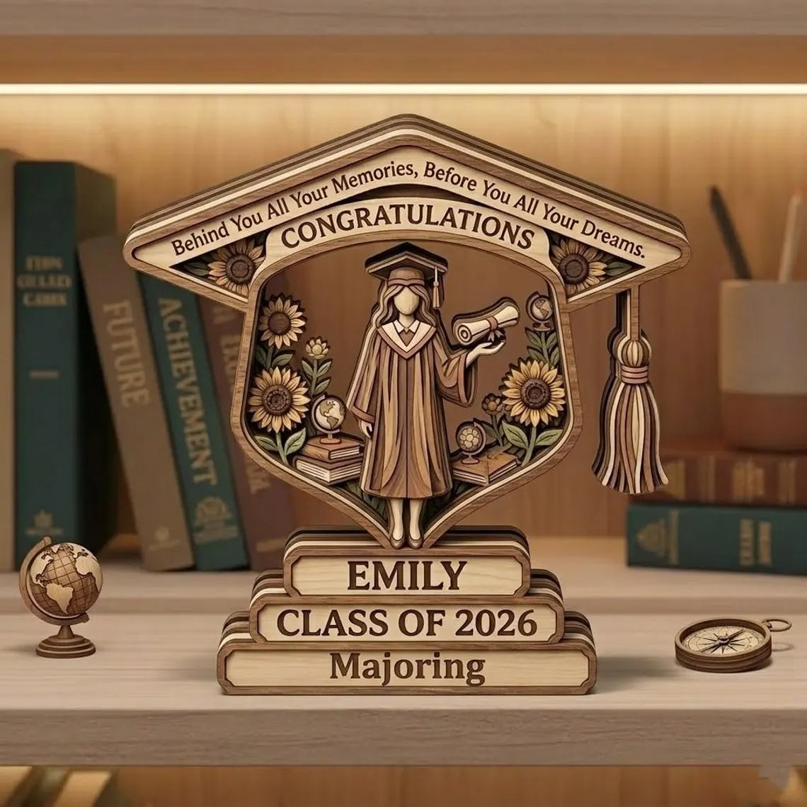 Personalized Graduation Wooden Block Class of 2026 - Custom Name Senior Gift