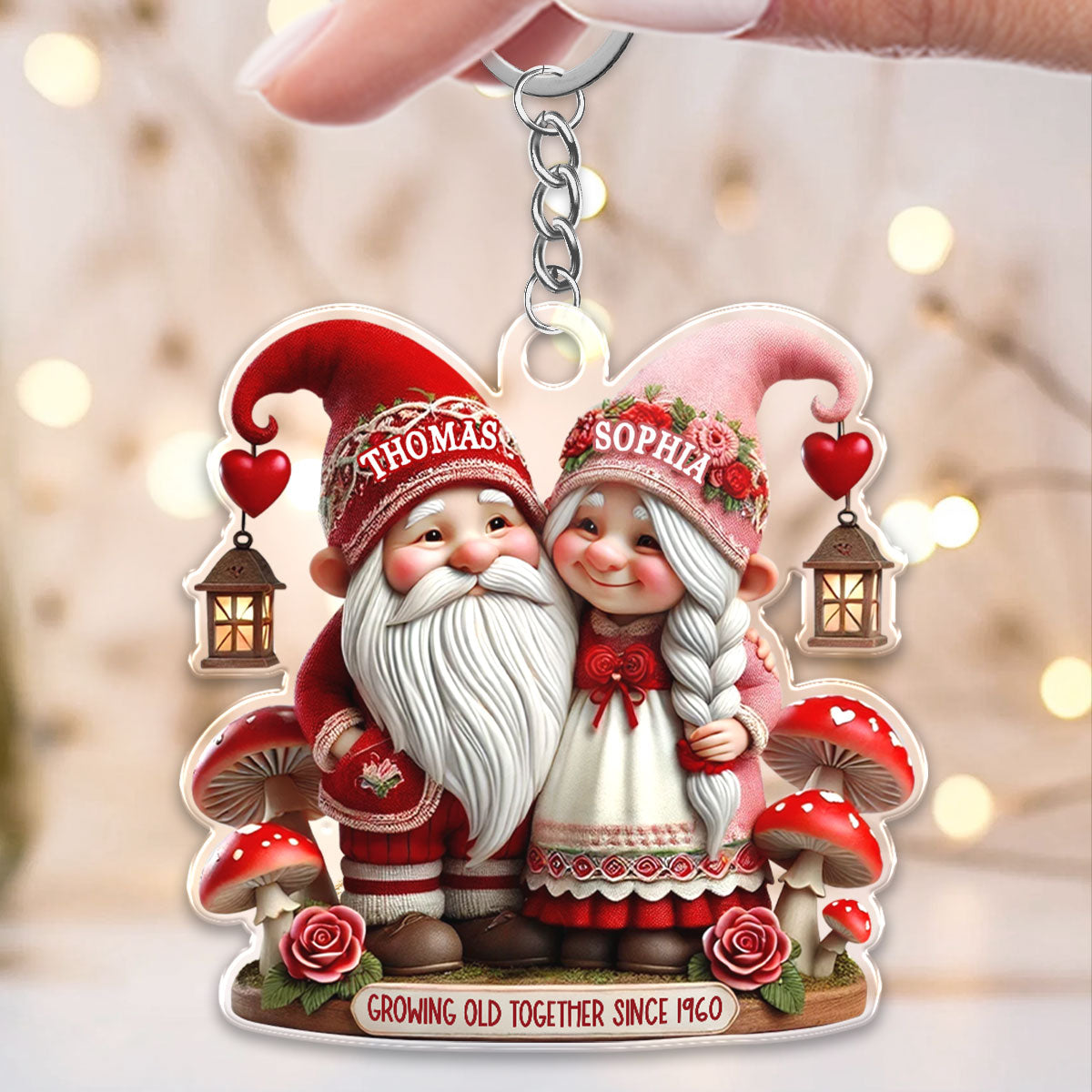 3D Effect Valentine's Couple Personalized Acrylic Keychain -Valentine's Day Gift