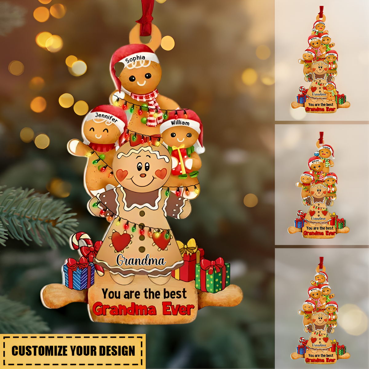 Gingerbread Grandma Personalized Acrylic Ornament- Christmas Gift For Grandma