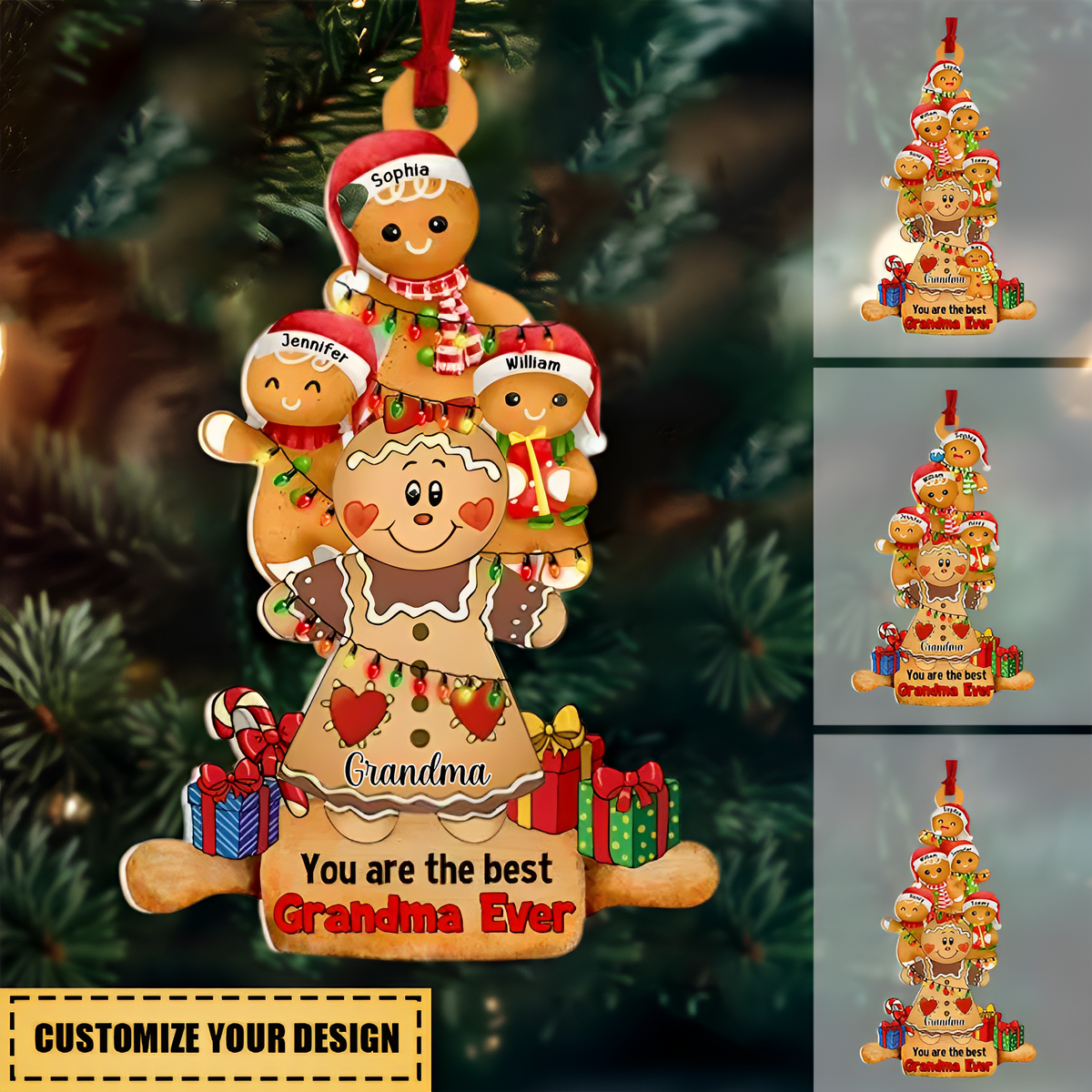 Gingerbread Grandma Personalized Acrylic Ornament- Christmas Gift For Grandma