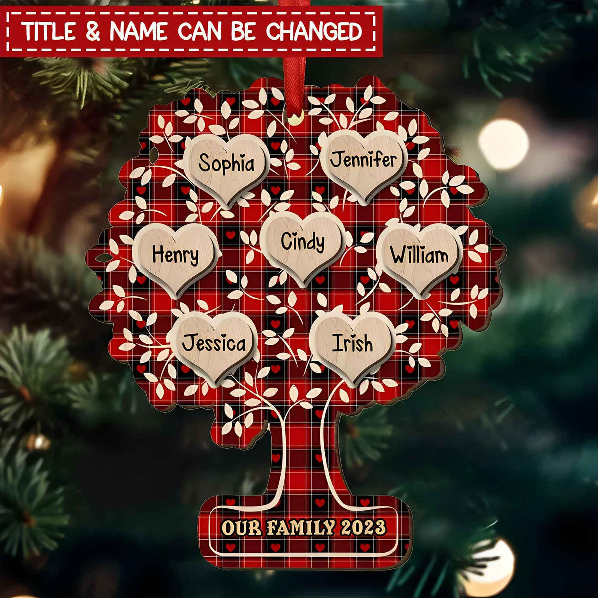 Our Family Tree 2023 Sweet Heart Family Members Personalized Ornament