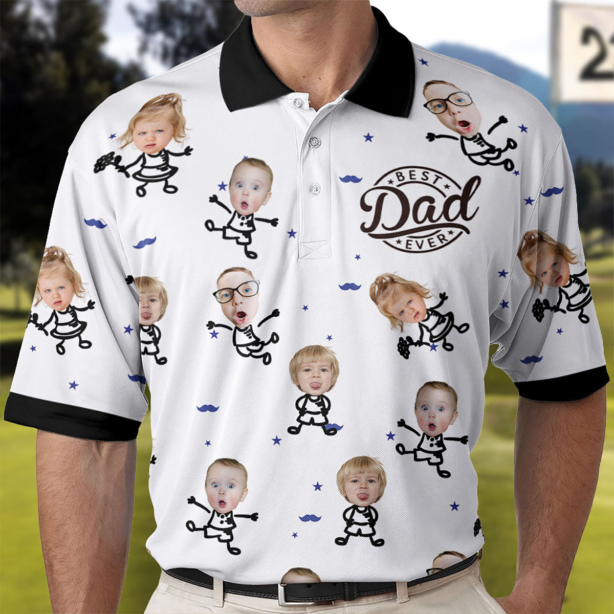 Father's Day Gift For Dad, Grandpa - Personalized Photo Polo Shirt