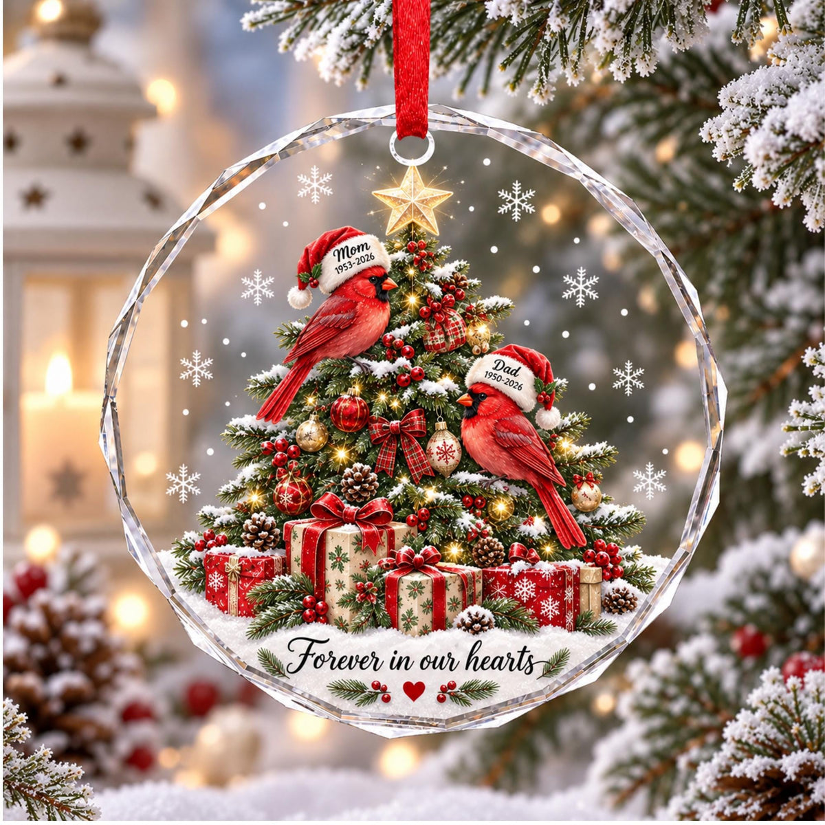 Forever In Our Hearts, Custom Cardinal Memorial Ornament