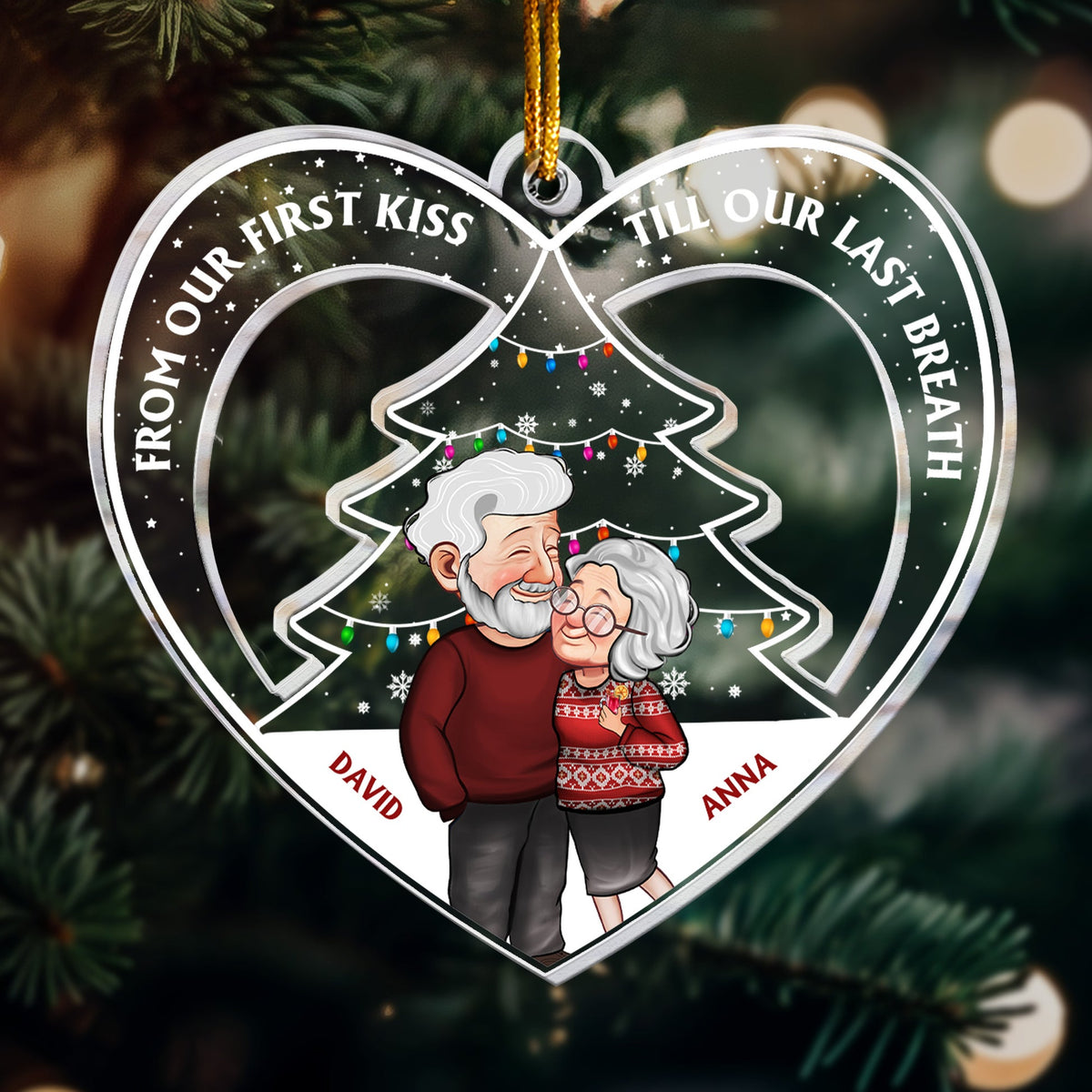 From Our First Kiss Christmas Couple - Personalized Acrylic Ornament