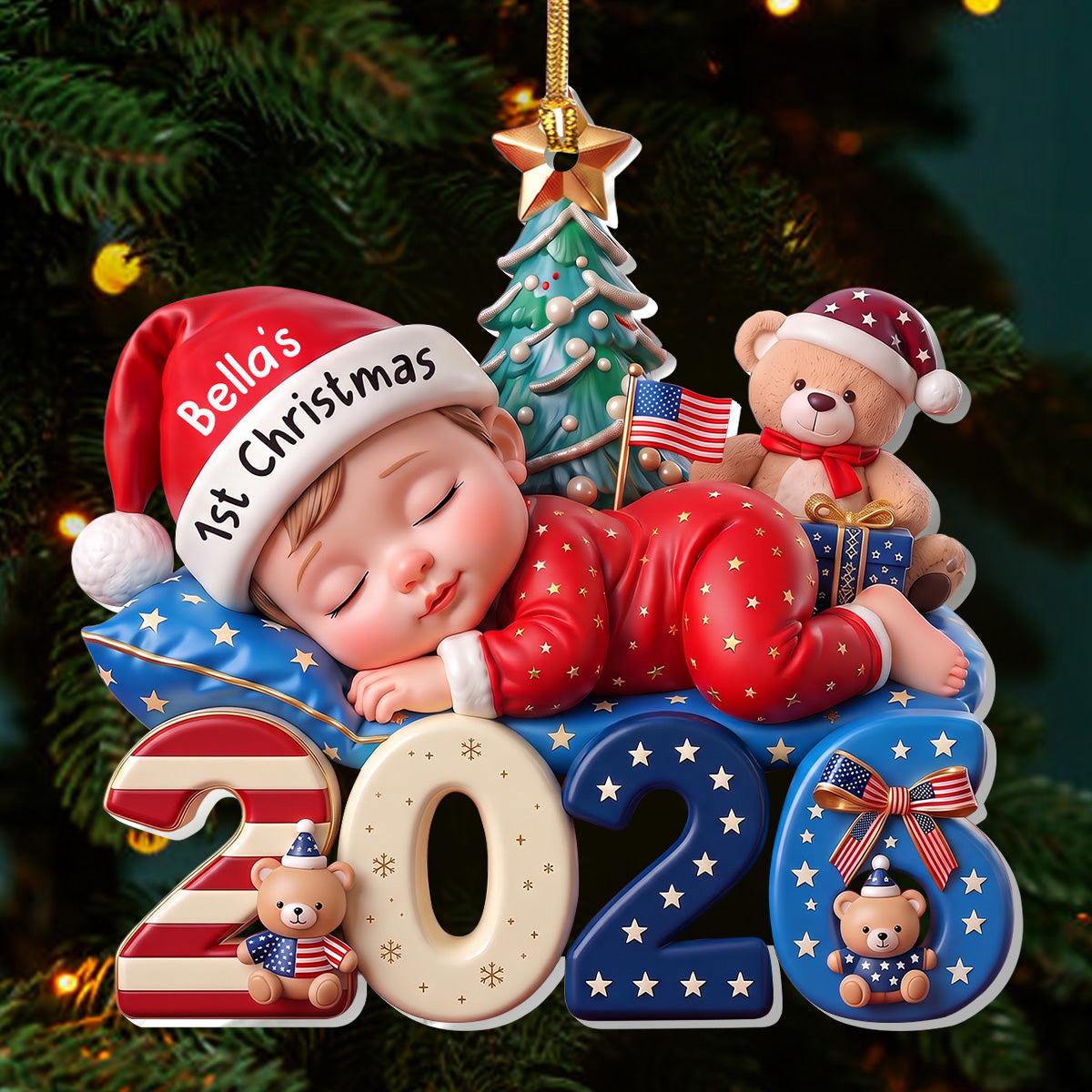 Baby 1st Christmas USA 250 - Personalized Ornament