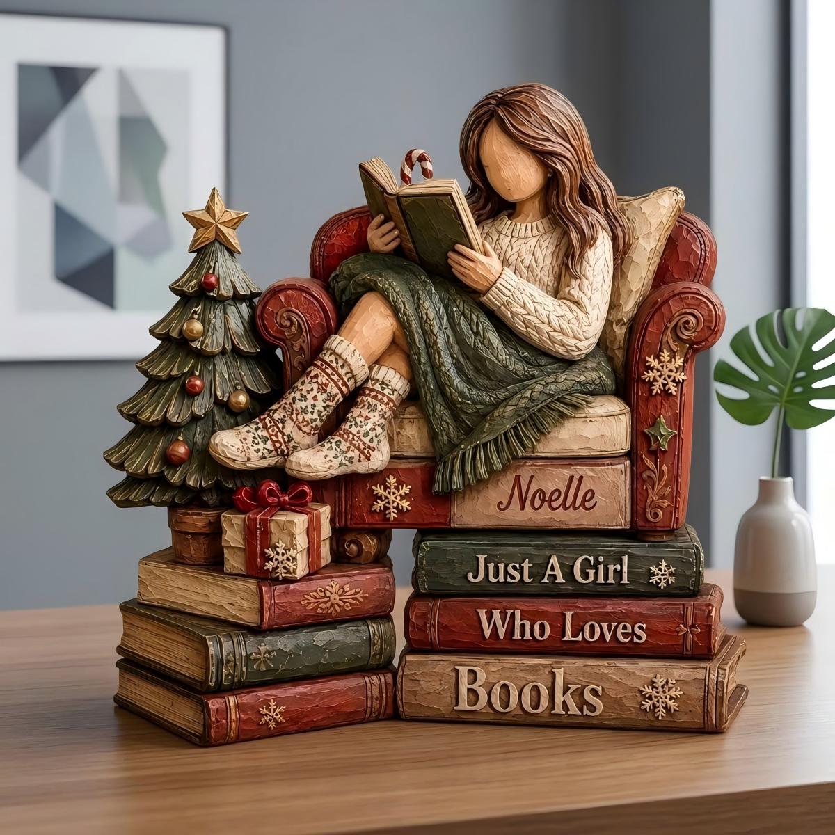 Just A Girl Who Loves Books Wooden Plaque, Personalized Book Lover Gift