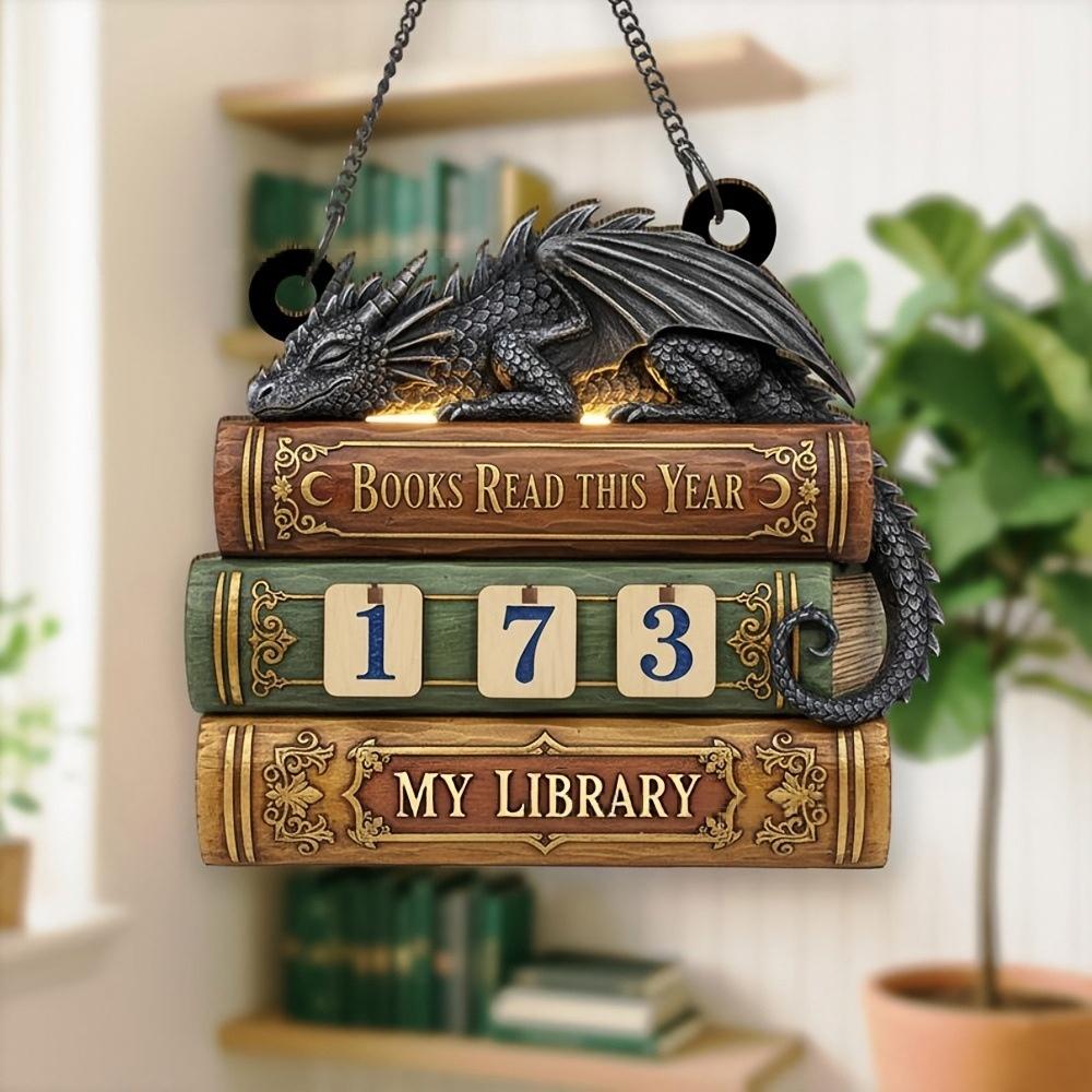 Personalized Dragon Books Read This Year Counter, Reading Tracker Sleeping Dragon