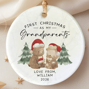 Personalized First Christmas As Grandparents Ornament, Gift For Grandma Grandpa