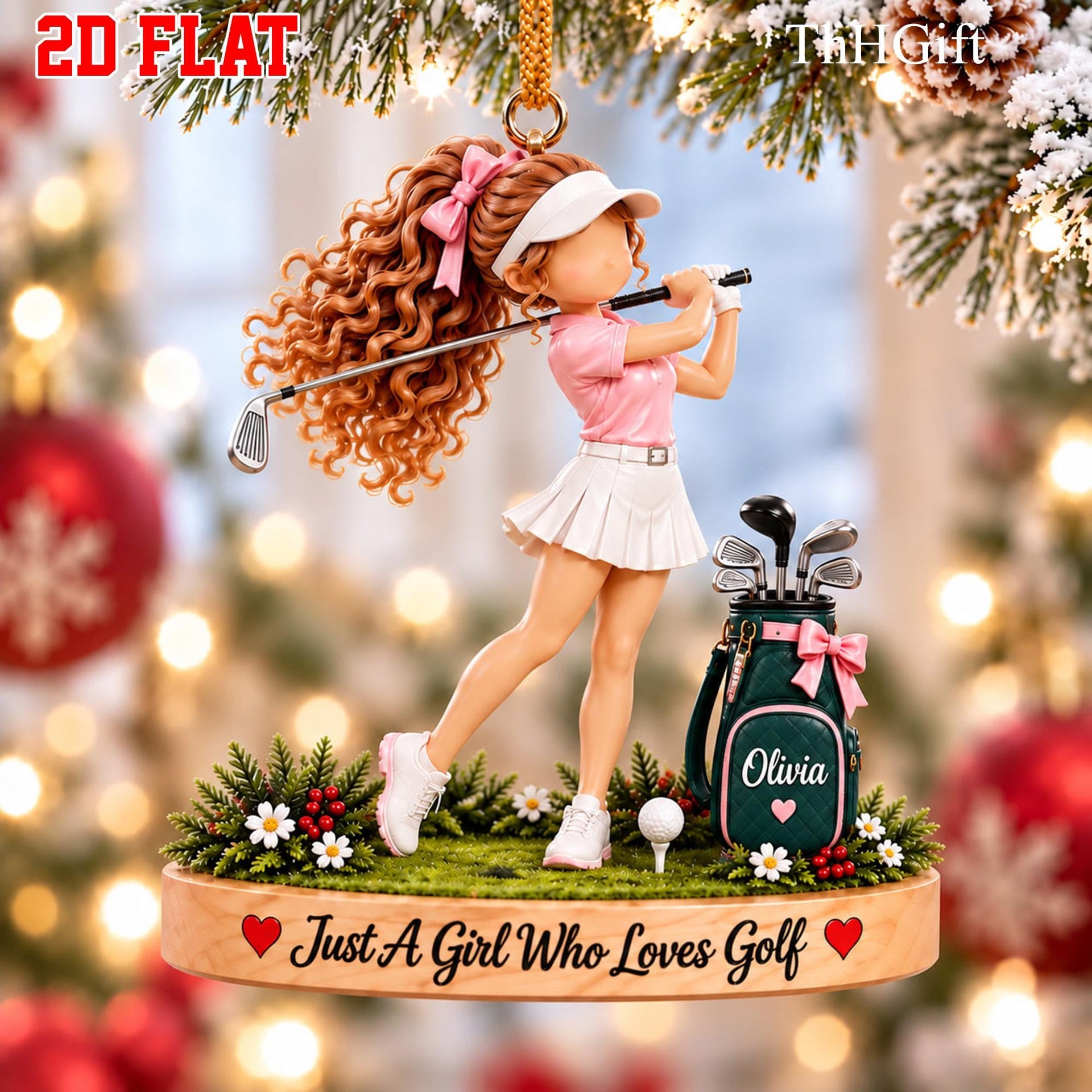 Personalized Golf Girl Ornament, Golf Lover Gift For Her