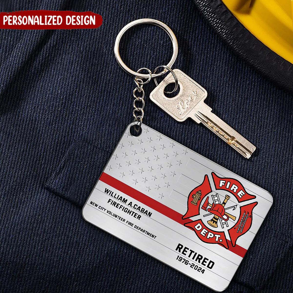 Personalized Firefighter Custom Department & Name Keychain