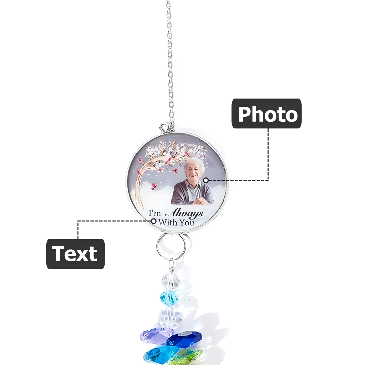 Personalized Crystal Photo Memorial Suncatcher